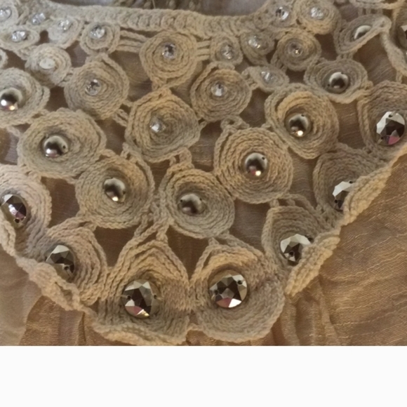 Vintage Cream Color Dress With Silver Bling and layered cascading  material - Picture 2 of 12